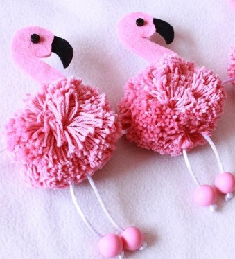 Flamencos de fieltro y lana
