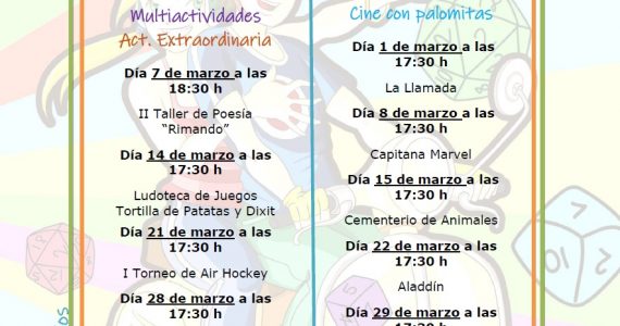 PROGRAMA-CARTEL MARZO 2020 (Sábados y domingos) +12 años