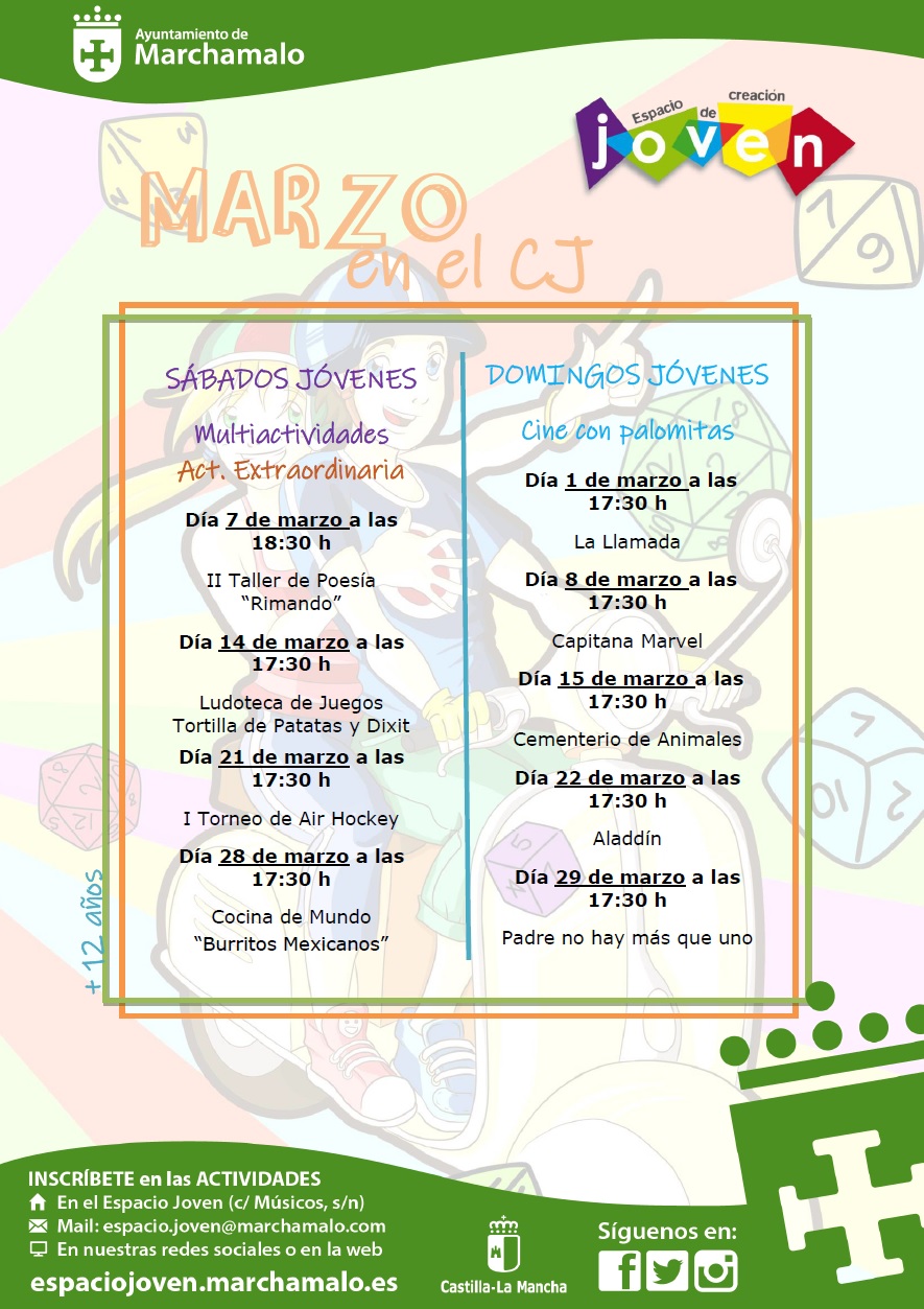 PROGRAMA-CARTEL MARZO 2020 (Sábados y domingos) +12 años