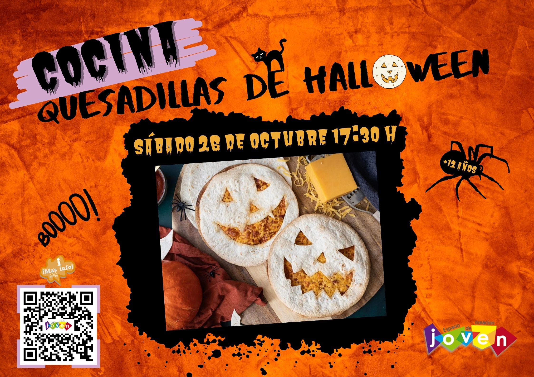 Cartel Taller Cocina Quesadillas de Halloween Octubre `24